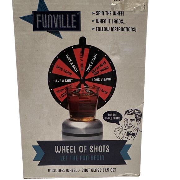 Funville Wheel‎ of Shots Drinking Game Party Fun Spin The Wheel Shot Glass - Picture 2 of 9